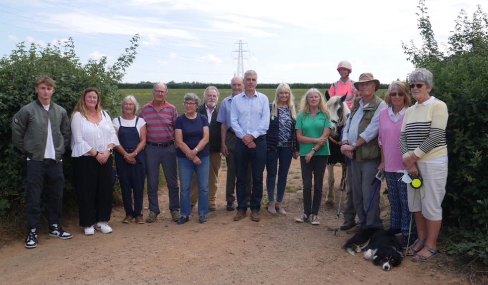 Devon CPRE protestors at Marsh Green with Devon CPRE Director Penny Mills (in green) - photo by Sharon Goble.