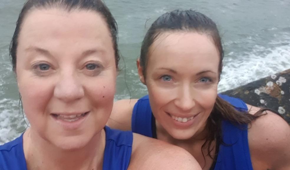 Ros Glendinning and Gilly Ellis after their 1.7km sea swim Help for Heroes
