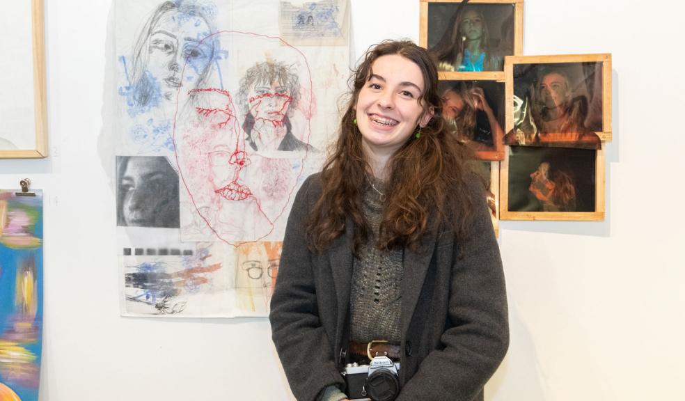 Highly Commended for Stage 4 student Katy Miles, from Plymouth College, with her work on her left