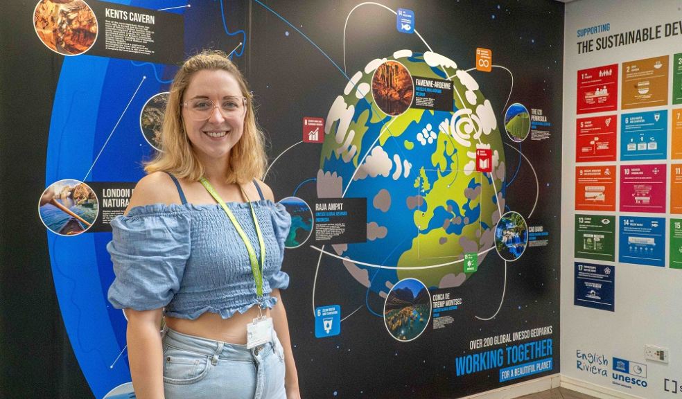 South Devon College student, Jessica Jones, who designed the sustainability wall mural