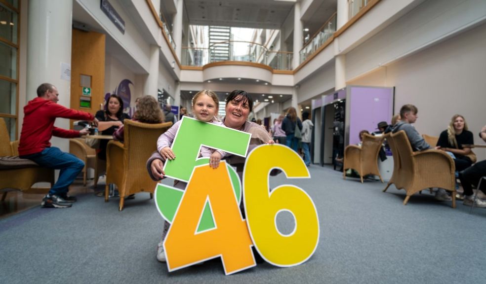 Charlotte Osborne and her daughter Luna celebrating her GCSE results at South Devon College