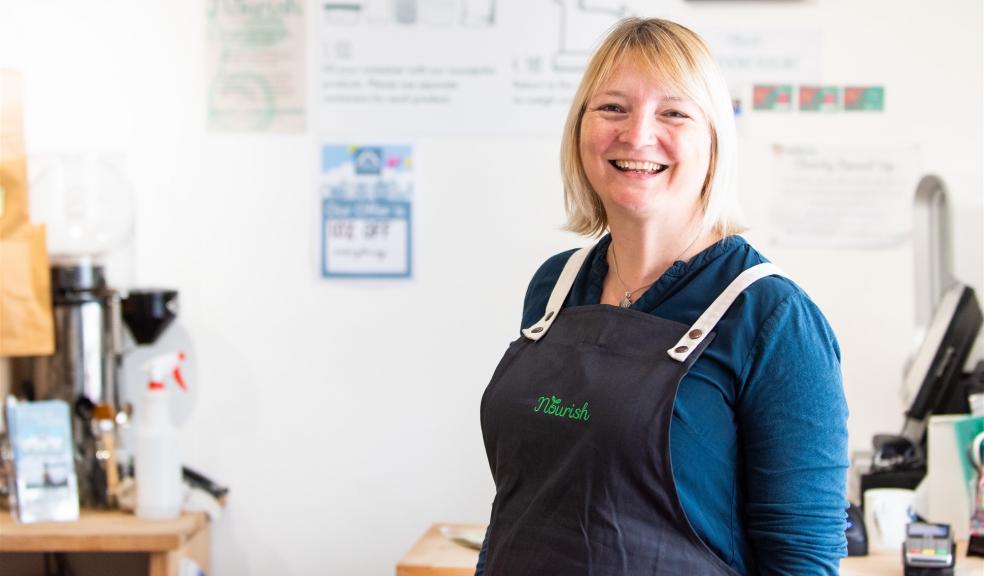 Woman in zero waste shop in Exeter