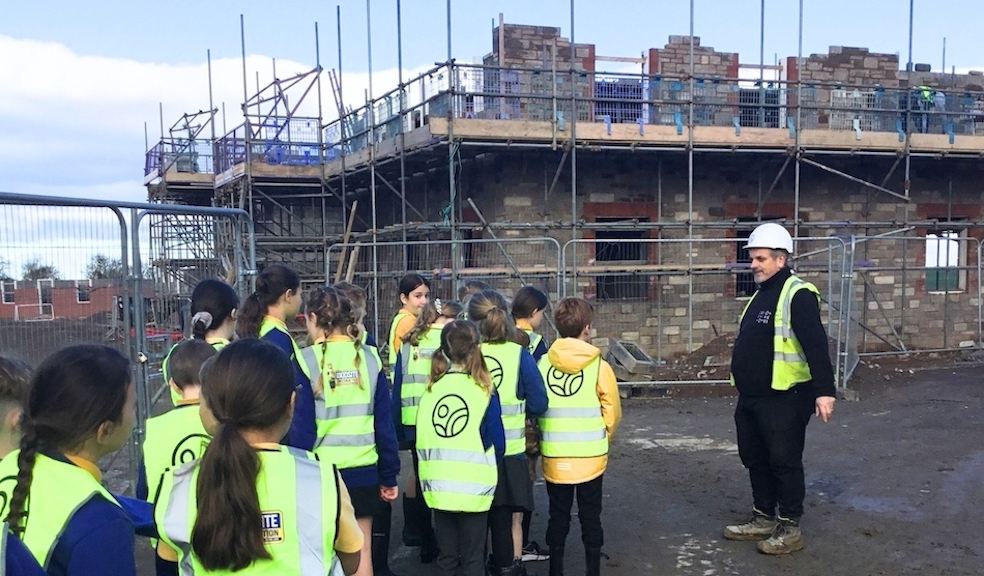 School children visit Devonshire Homes construction site in Bideford