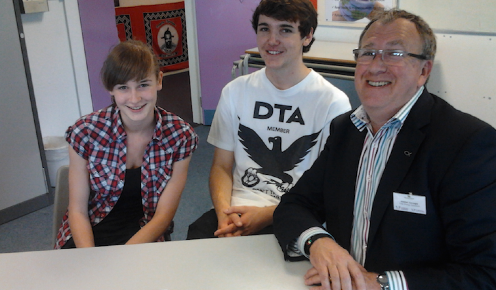 Students Emma and Kieran with Total Energy Solutions managing director Alastair Carnegie at career networking event