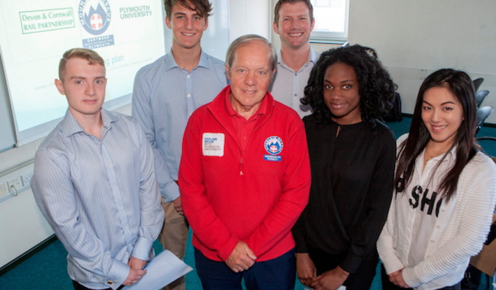 Pictured: BSc Business Management students with Ken Ringwood from Dartmoor Search and Rescue Team Plymouth