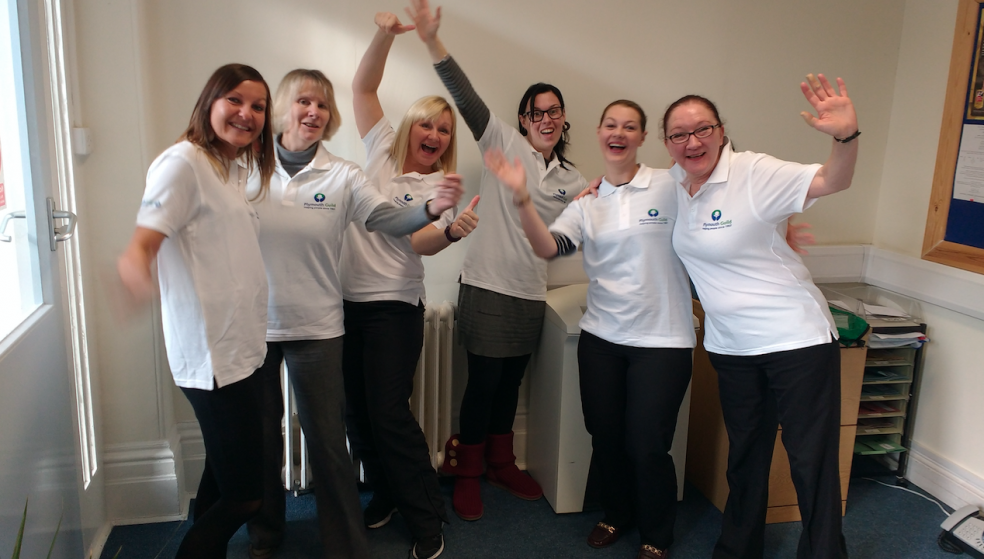L-r: Debra Ewing, Vanessa Horfall, Louise Regan, Melissa Milden, Jodie Perkins, Helen Pearson
