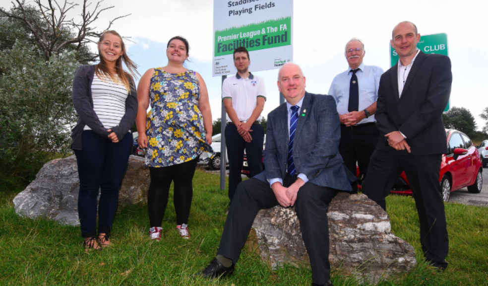 Philippa Williams and Lowri Jones from Plymouth University's Student Union, Chris French from DFA, Councillor Glenn Jordan, Ian Leonard PWP and Ian Rider from the FA.