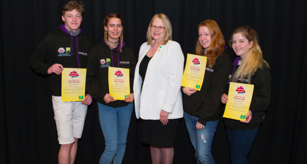 Councillor Terri Beer with some of the young people