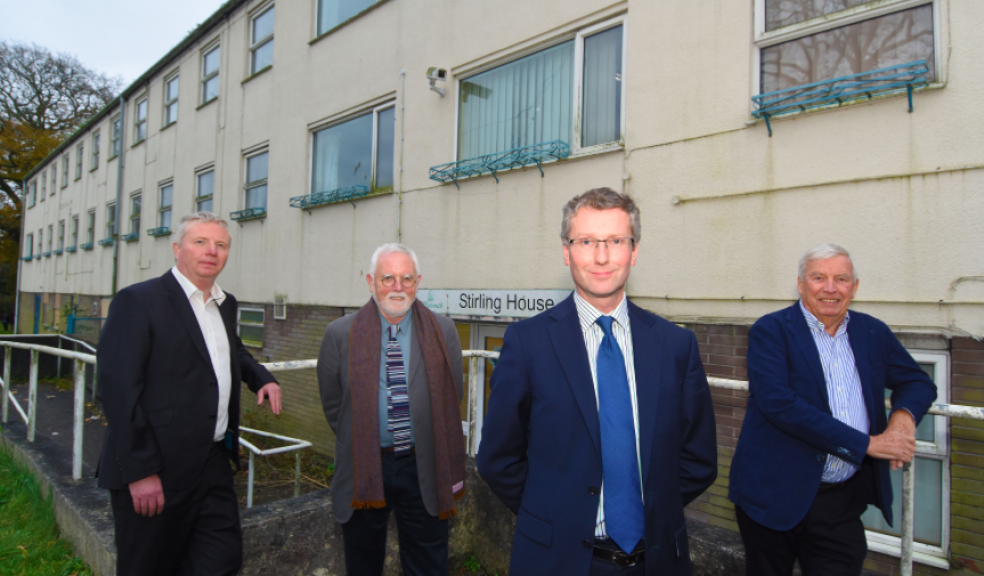 L-R: Mike Hourican, Strategic Development Manager for DCH; Graham Lobb, Director of Form Design; Patrick Nicholson, Deputy Leader of Plymouth City Council and Norman Biddle, Chairman of the Community Self Build Association at the Stirling House site on Honicknowle Green