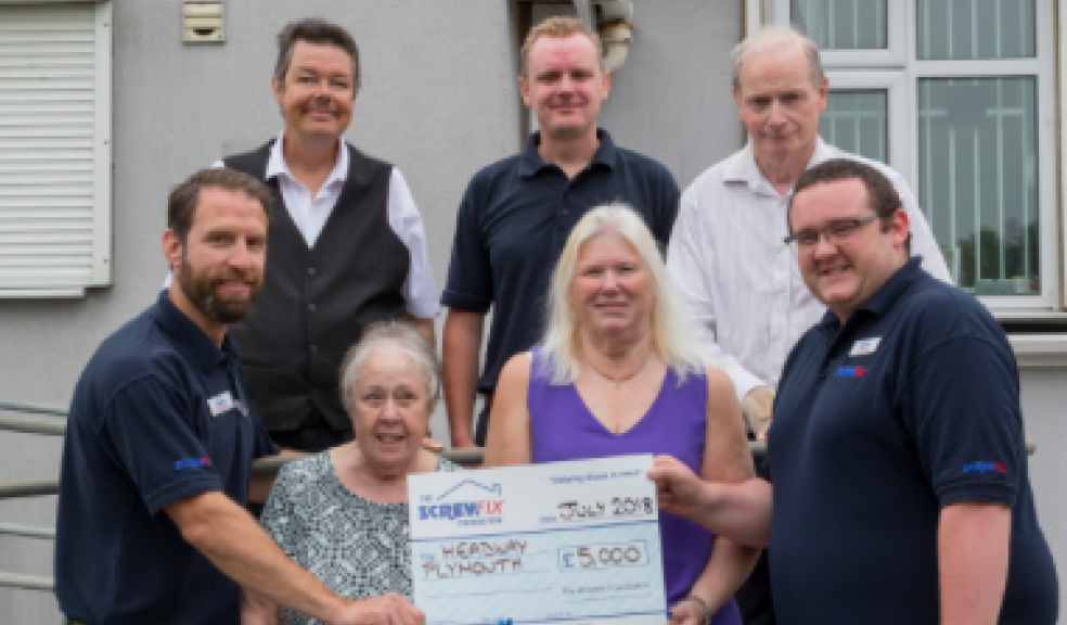 L-R we have Valley Road Branch Manager Darren Peek, charity user Michael Moor (back row), Charity treasurer Rosemary Hurdle (front) area manager Terry Griffiths (back row), Amanda Self (charity), Brian Potter (charity chairman) and Samuel Bickley (front right) Exeter Road store manager