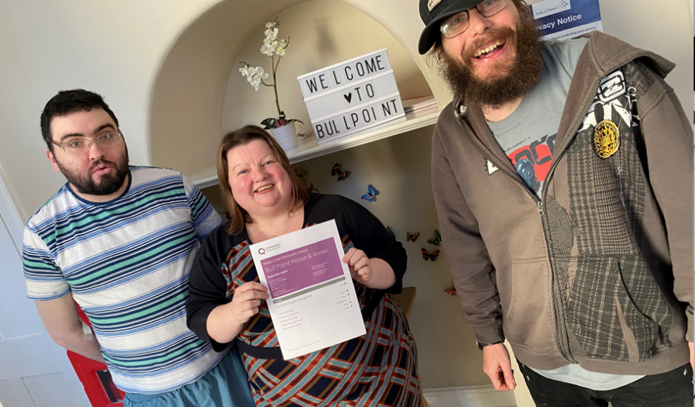Sharon Field, registered manager at Bull Point with Harvey Masding (left) and Simeon Hardman (right).