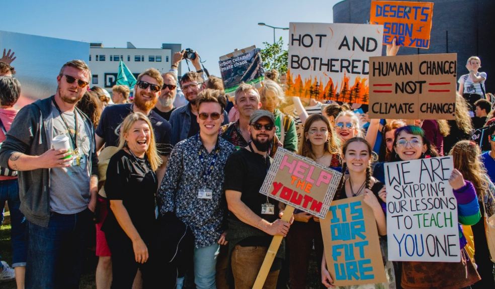 Arts University Plymouth staff and students at a climate march