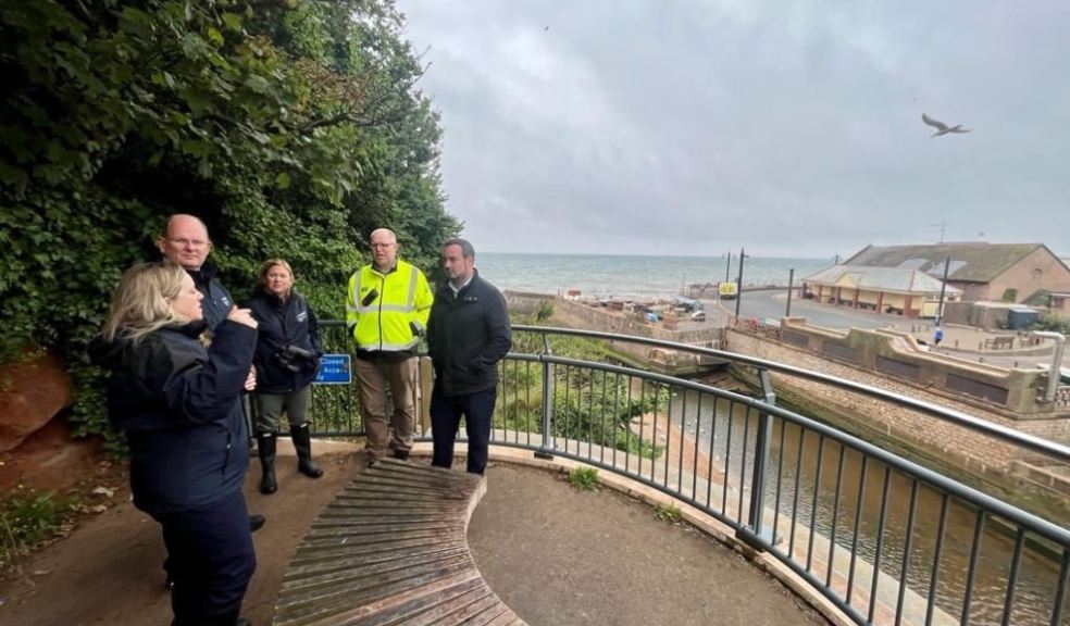 Simon Jupp MP (right) and Susan Davy (left) with South West Water at The Ham, Sidmouth.