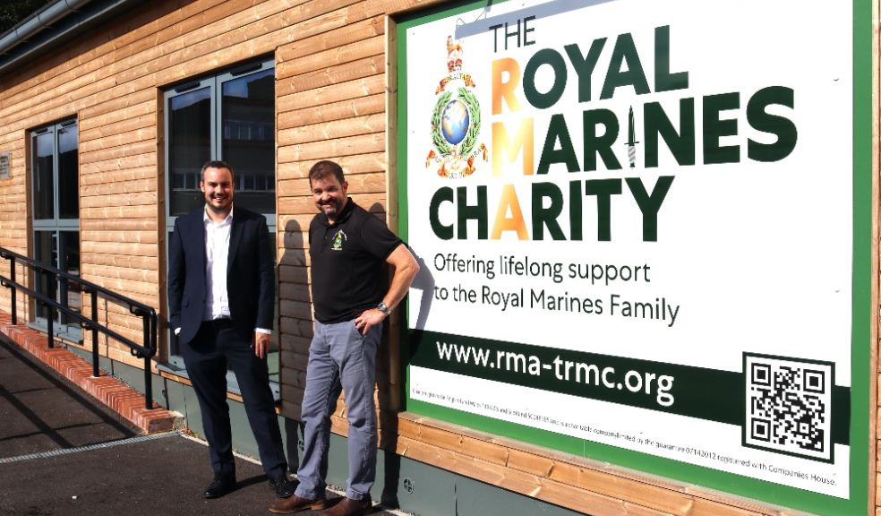 Picture (L to R): Simon Jupp, MP for East Devon, and Simon Wright QGM, Chief Operating Officer of The Royal Marines Charity, outside The CHAMP Building