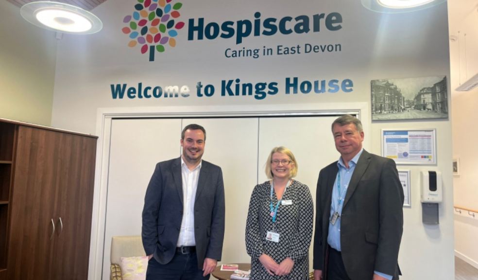 Simon Jupp MP with Ann Rhys, Clinical Director, and Andrew Randall, CEO.