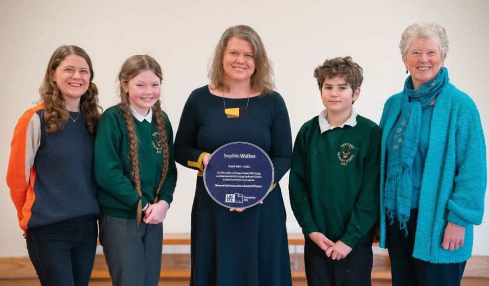 Hartland Primary School reveals Purple Plaque to celebrate Sophie Walker, a Women in Innovation Award Winner