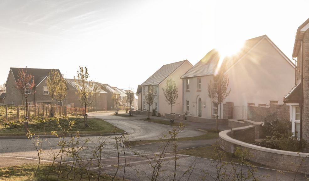 A street scene of new homes at The Orchards, Sampford Peverell