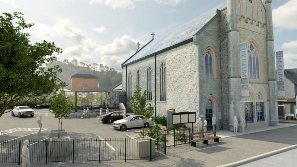 Image shows the new store extension on the side of Newton Abbot Museum with an accessible ramp.