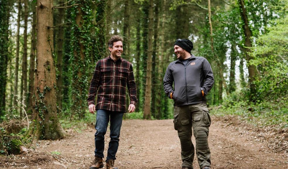 Tom Lowdray and Shevek Pring, founders of The Outdoors Group Two men in a forest