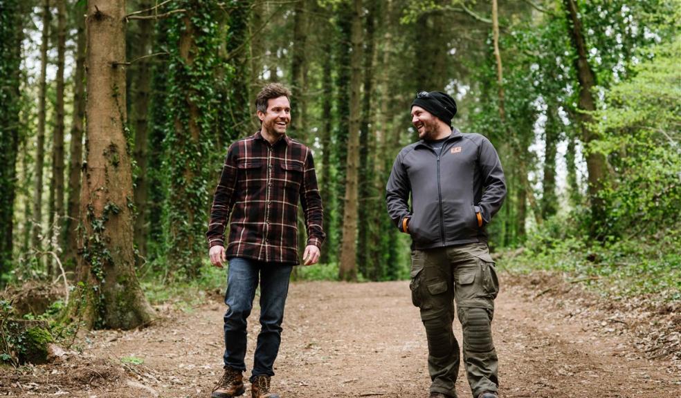 Two men in a forest