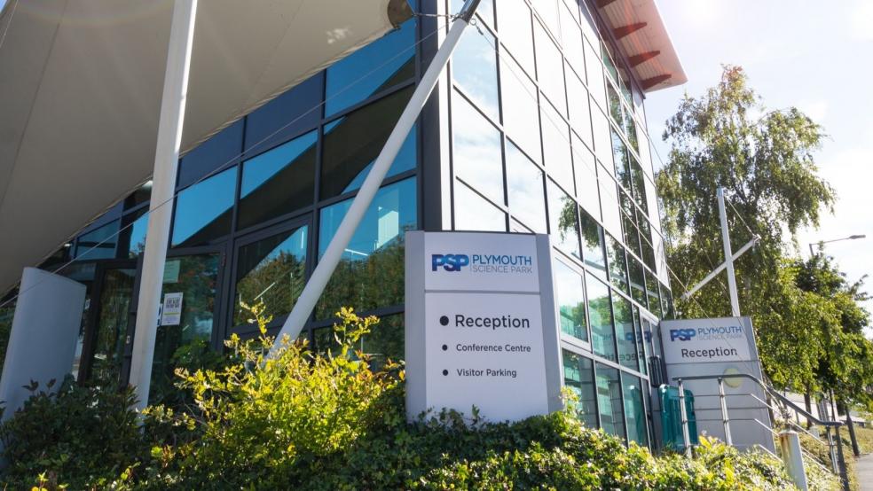 A photograph showing the main reception of Plymouth Science Park on a sunny day