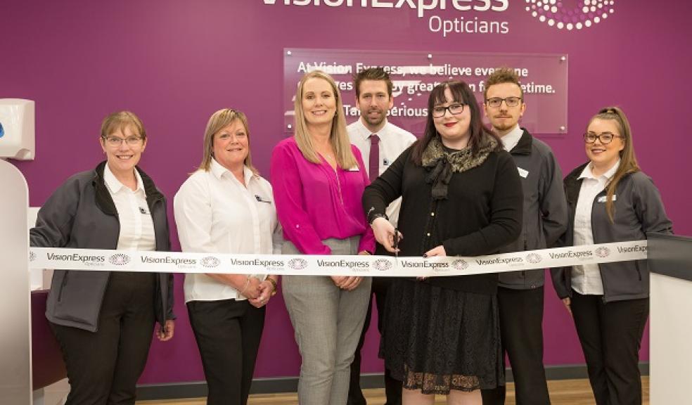 Vision Express at Tesco Plymouth store team and Victoria Randall.