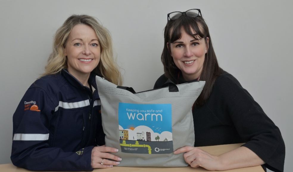 Warmwell - Wales and West Utilities' Louise Alfaresi, left and Westbank's Katie Elliott with one of the warm bags.