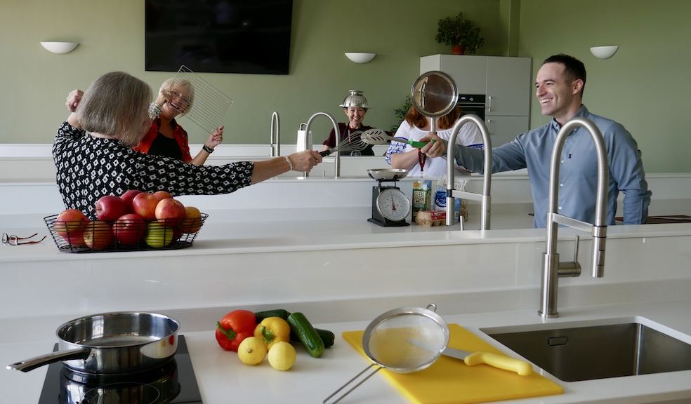 Some of the team getting creative in the new Community Cookery School at Westbank 