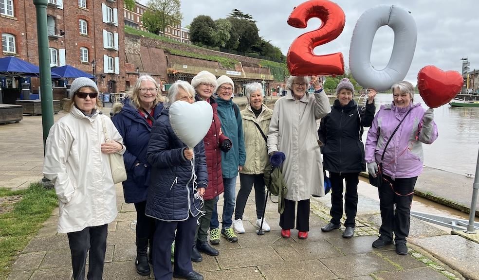 he Exeter Quay group celebrating 20 years of Westbank's Health Walks he Exeter Quay group celebrating 20 years of Westbank's Health Walks