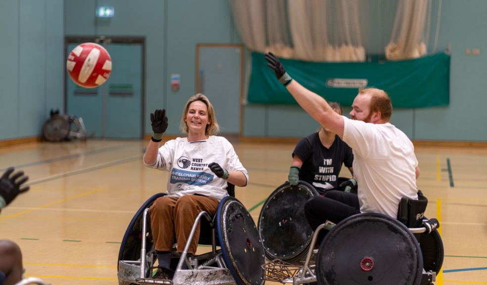 Wheelchair rugby action.