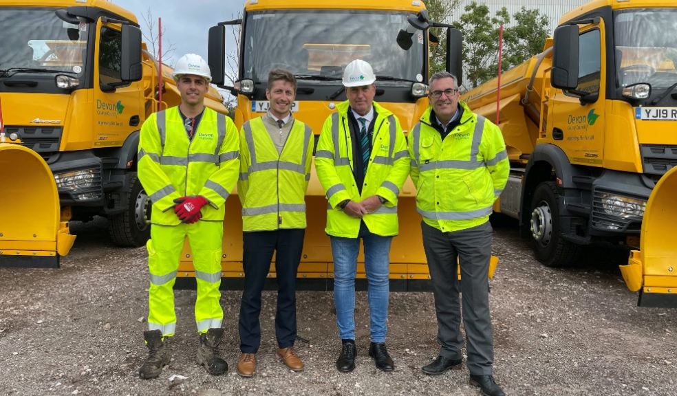 L-R: Ryan Wakely (Milestone Infrastructure), Alex Crump (Devon County Council's Network Operations Manager), Cllr Stuart Hughes and Simon Kane (Milestone Infrastructure's Contract Manager for Devon Highways).