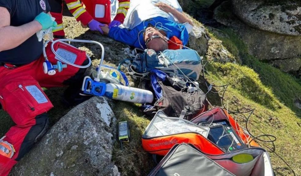Photo caption:George Bladon being assisted at Great Links Tor by DAA Crew