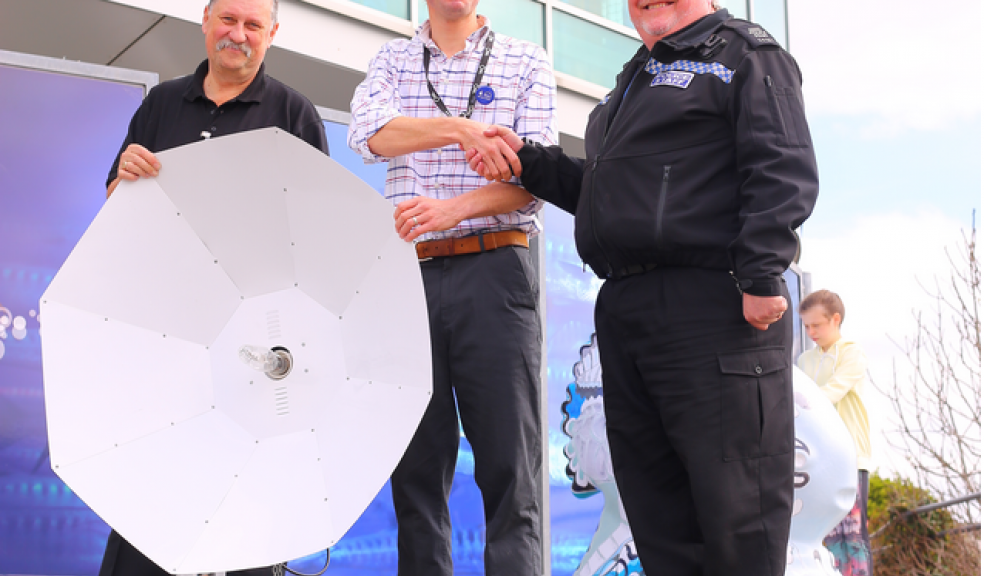 L-r: Jeff Binmore (Devon and Cornwall Police), Mark Parry (Project Development Officer for the Community Seagrass Initiative, National Marine Aquarium), Michael Clayton (Property Store Supervisor for Devon and Cornwall Police).