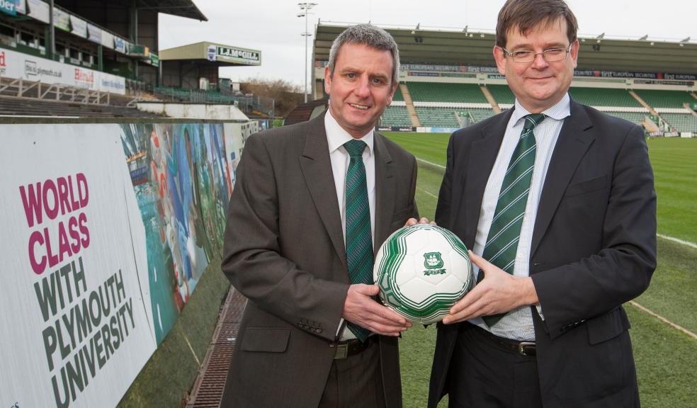 Professor Richard Stephenson with Argyle chairman and Plymouth University governor James Brent, launching the new partnership