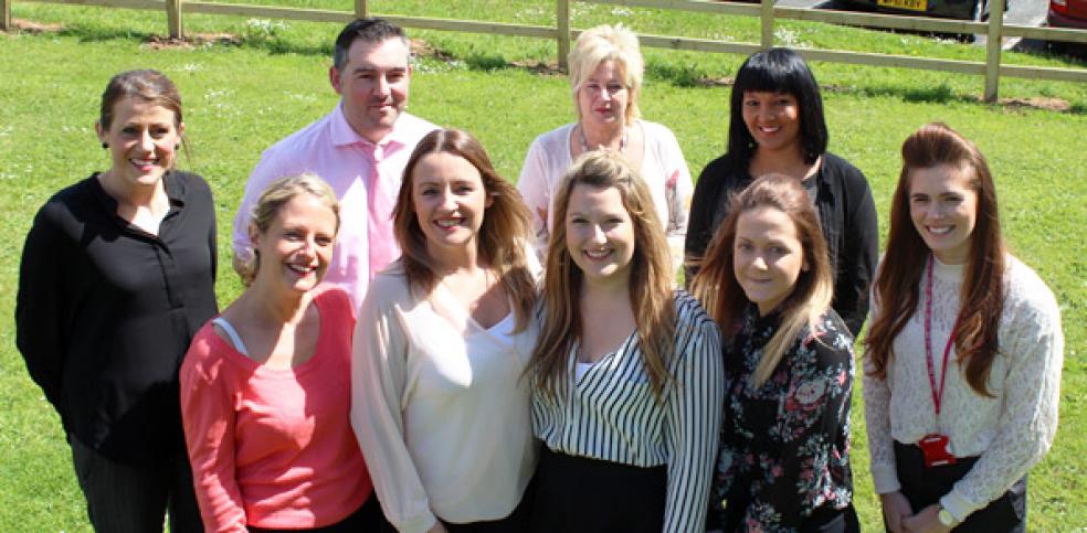 Back row: Laura Crossfield (Senior Recruitment & Resourcing Advisor), David Sanderson (Recruitment & Resourcing Administrator), Mandy Johnson (Learning & Development Trainer), Kelly Crocker (Recruitment & Resourcing Administrator), Laura Porritt (Recruitment & Resourcing Assistant) Front row: Vicky Harry (Senior Recruitment & Resourcing Advisor), Karen Launder (Recruitment & Resourcing Manager), Erin Horrell (Recruitment & Resourcing Administrator), Lucy Elliott (Recruitment & Resourcing Assistant)