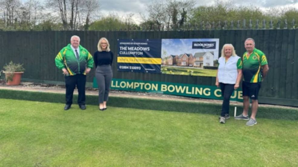 Photo:(Left to right) Steve Stack - Club Captain at Cullompton Bowling Club with Stephanie Ubl, Sales Manager for Bloor Homes’ Exeter region, pictured with Club Committee members Rosie Tullett and Steve Tullett