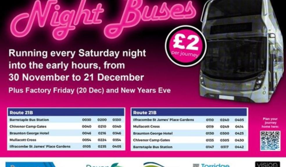 Photo caption: shows night bus image