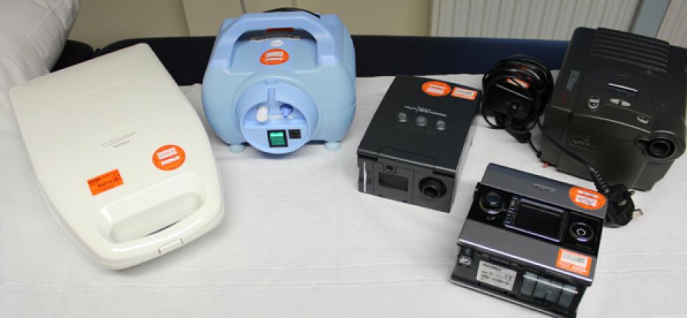 Examples of the equipment the Chest Clinic would like returned if they are no longer being used: Two nebulisers and three CPAP machines