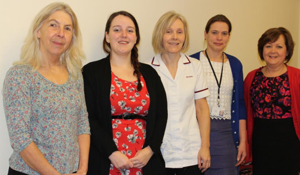 Pictured: Mary Jefferies, Children's Diabetes Nurse, Hayley Prosho, Children's Diabetes Nurse, Sue Love, Dietician, Dr Becky Smith, Consultant Paediatrician and lead for paediatric diabetes and Ann Dumbreck, Children's Diabetes Co-ordinator