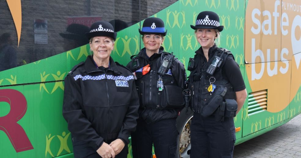 PC Deb Hart (left) with Plymouth neighbourhood officers PCSO Ella Dowers (centre) and PC Kristy Monk