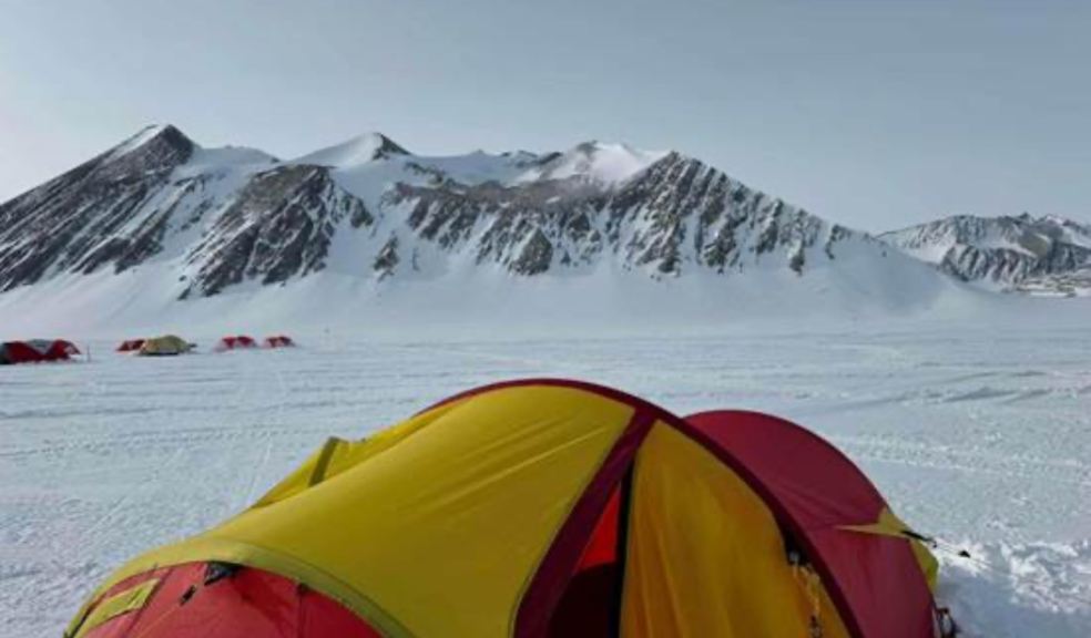 expedition tent in Antarctica pitched on ice and snow