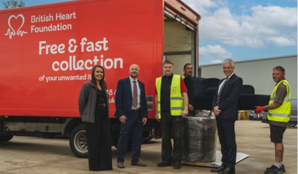 L-R: Naomi Tickle, Rob Crossland, Ryan from The British Heart Foundation, John Anderson, Group Chief Executive at Allison Homes. Back row: Phillip Dance and Chris Machin.