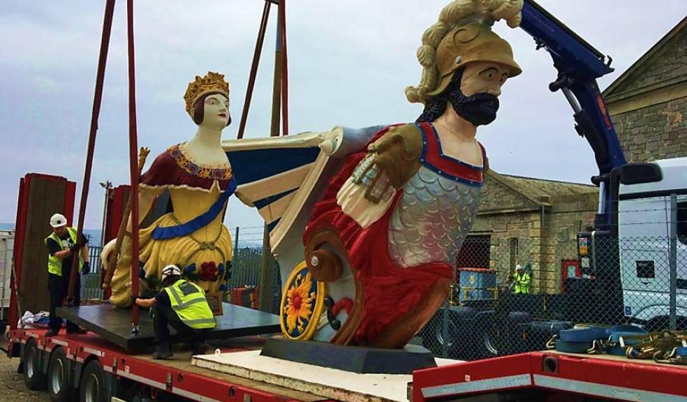 MS Windsor Castle and HMS Defiance leaving Plymouth for important restoration work