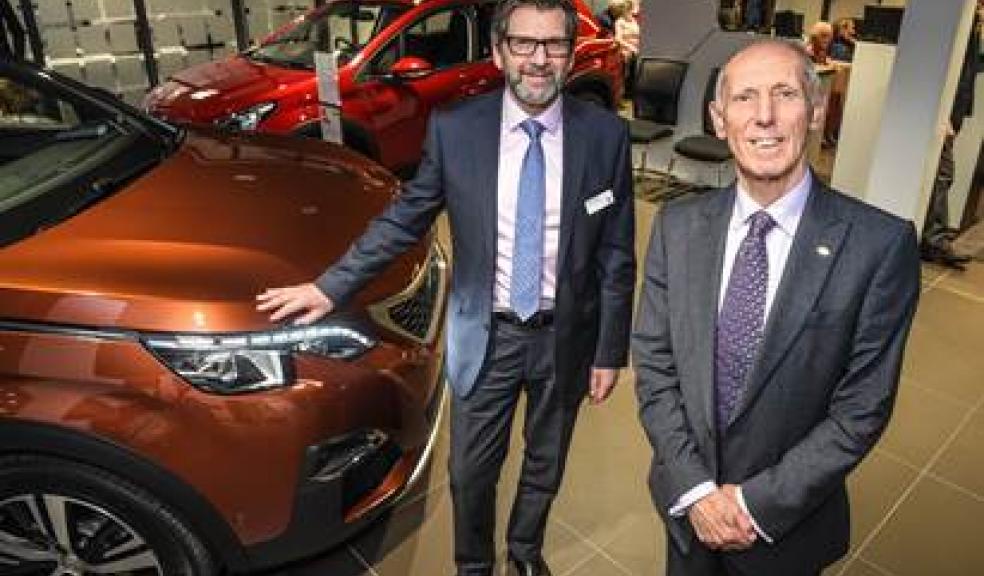 Pictured: Bob Parkinson, Peugeot General Manager and Peter Vosper, Chairman of Vospers, at Vosper Plymouth’s VIP event. Pictures by Paul Slater.