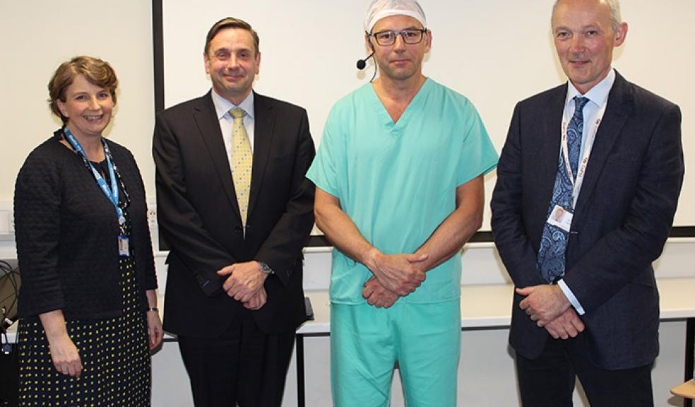Ann James, Chief Executive, Mike Perks, Managing Director of Karl Storz UK, Mark Coleman, Consultant Colorectal Surgeon and Richard Crompton, Chairman.