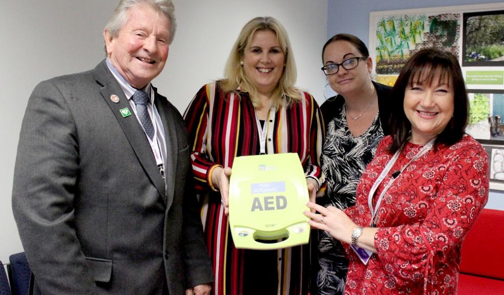 Left to right: David Wells from HeartSWell, Kerry Mason, Vicky Bawler and Annie House, all from Plympton Academy who are trained to use the defibrillator.