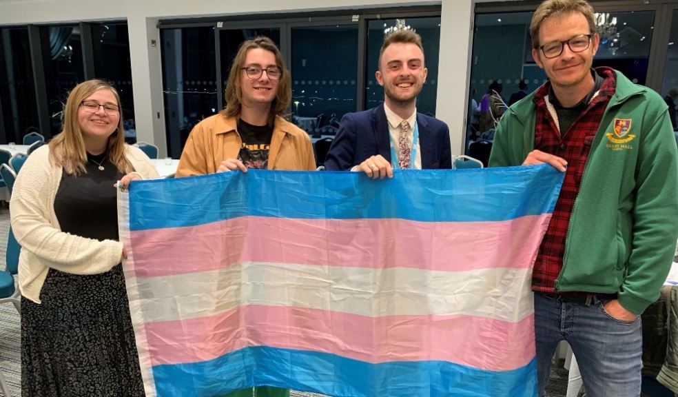 Councillor Bonetta and Councillor Whibley with Transgender flag. Photo: EDDC