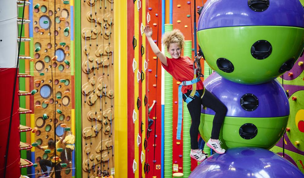 Photograph by Tom Hargreaves: Rhea - aged 9 - from Sidbury Primary school on the new ‘Astroball' climb