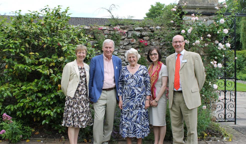 PICTURE: Sue Sutherland – Hospiscare Trustee/ Jan-Eric Österlund – owner of Knightstone Manor/ Baroness Butler-Sloss – Hospiscare Vice President / Kelly Harkins – Associate Investment Manager – Brewin Dolphin Exeter / Geoff Pringle – Hospiscare Trustee