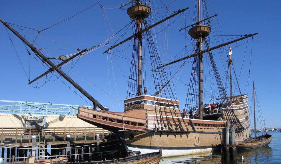 The Mayflower II docked in Plymouth, MA